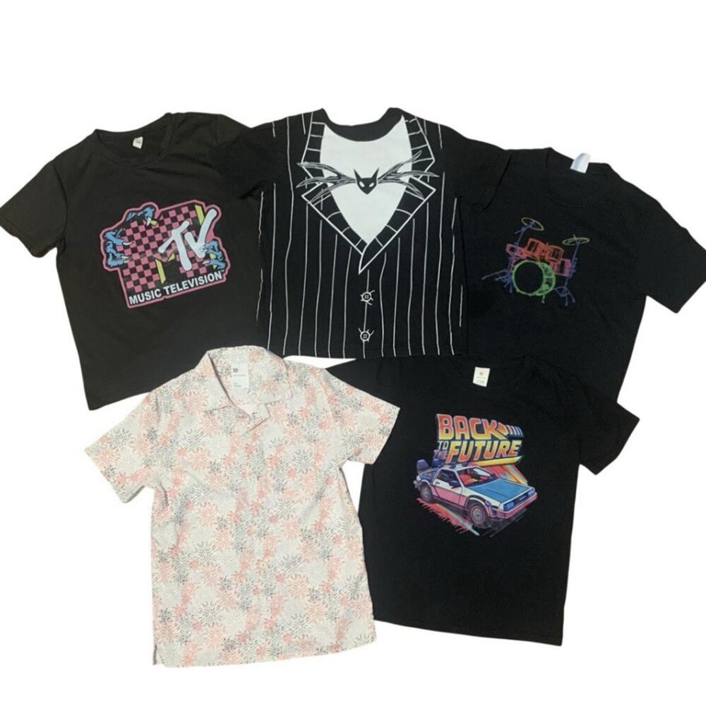 Boys Size 7-8 Graphic Tee Lot MTV Jack Skellington Back Future